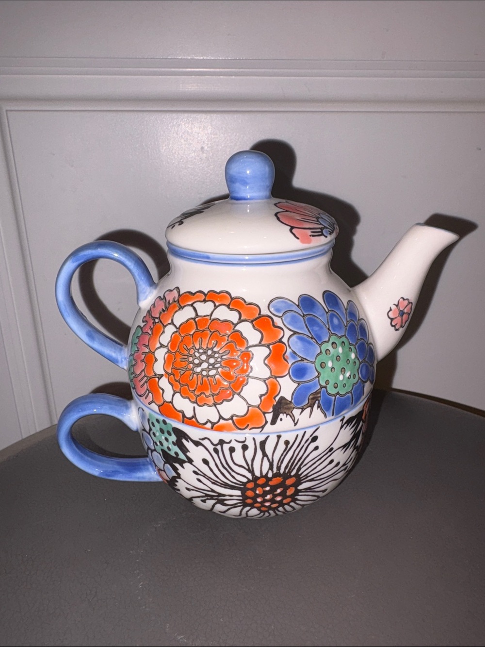 World Market Floral Tea For One Ceramic Teapot & Mug Set - 4 Piece